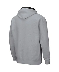 Men's Colosseum Heathered Gray Army Black Knights Arch & Logo 3.0 Full-Zip Hoodie