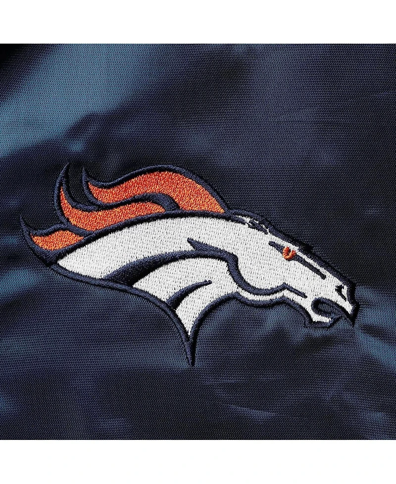 Men's Starter Navy Denver Broncos Locker Room Satin Varsity Full-Snap Jacket