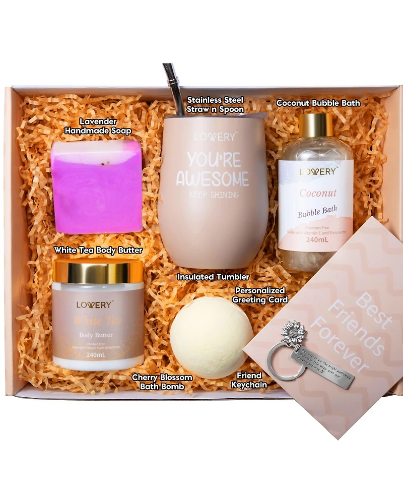 Best Friend Gifts Bath and Body Kit Handmade Beauty Personal Care Gift Set, 8 Piece