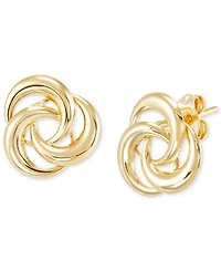 Tricolor Love Knot Stud Earrings 10k Gold, White Gold & Rose