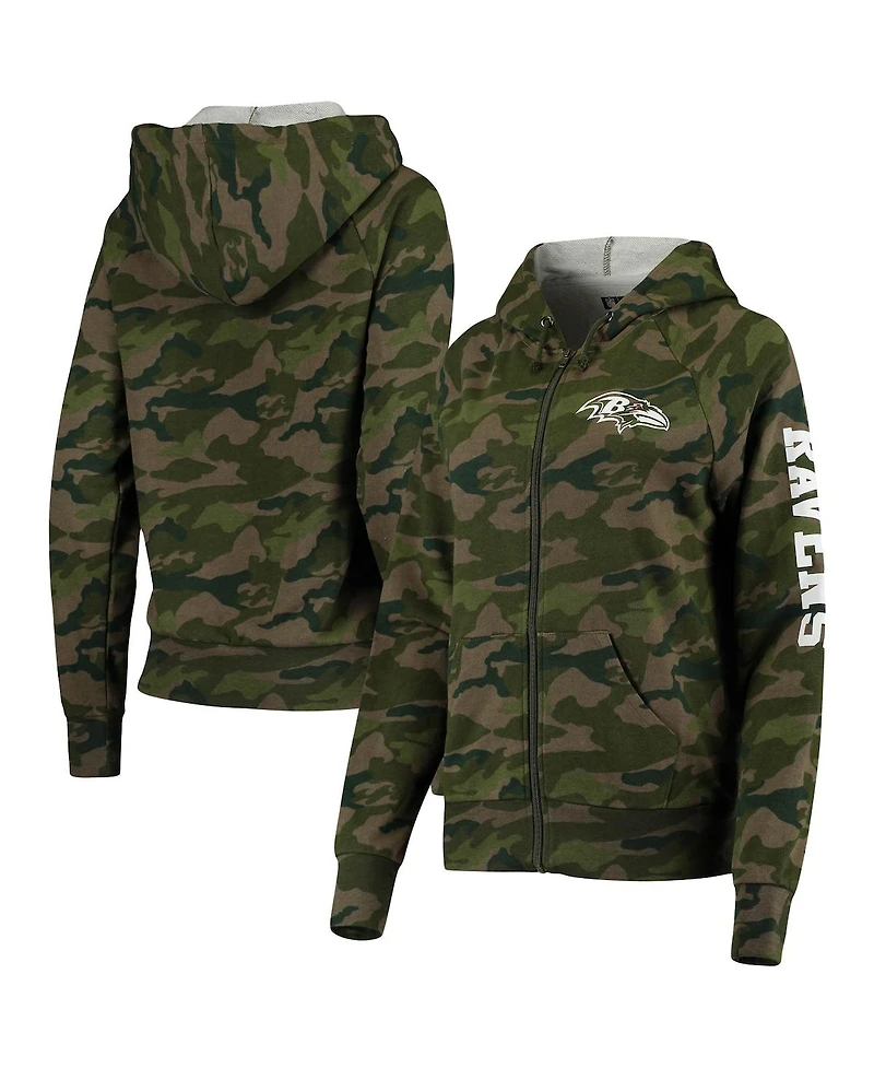 Women's New Era Camo Baltimore Ravens Raglan Full-Zip Hoodie