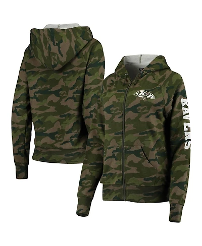 Women's New Era Camo Baltimore Ravens Raglan Full-Zip Hoodie