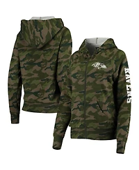 Women's New Era Camo Baltimore Ravens Raglan Full-Zip Hoodie