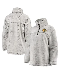 Women's G-iii 4Her by Carl Banks Gray Chicago Blackhawks Sherpa Quarter-Zip Pullover Jacket