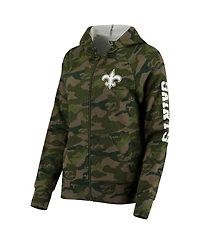 Women's New Era Camo New Orleans Saints Raglan Full-Zip Hoodie