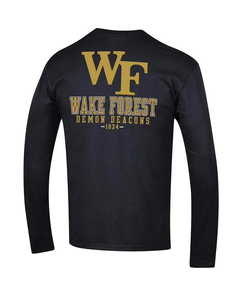 Men's Champion Black Wake Forest Demon Deacons Team Stack Long Sleeve T-shirt