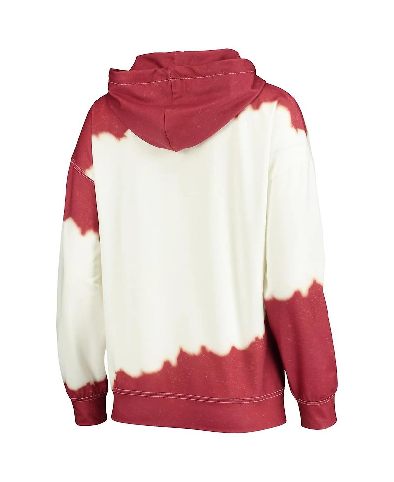 Women's Gameday Couture White, Cardinal Iowa State Cyclones For The Fun Double Dip-Dyed Pullover Hoodie