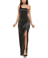 Emerald Sundae Juniors' Satin One-Shoulder Gown