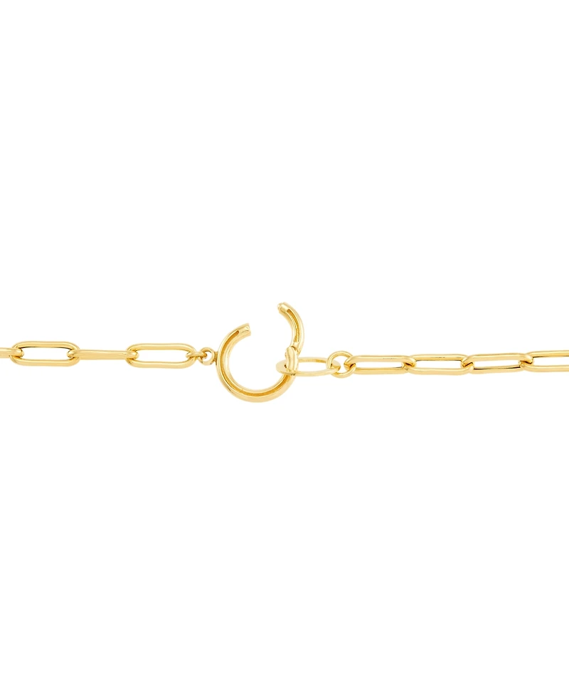 Paperclip Link 16" Chain Necklace with Interlocking Circle clasp in 18k Gold-Plated Sterling Silver