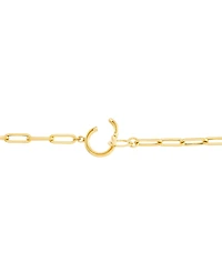 Paperclip Link 16" Chain Necklace with Interlocking Circle clasp in 18k Gold-Plated Sterling Silver