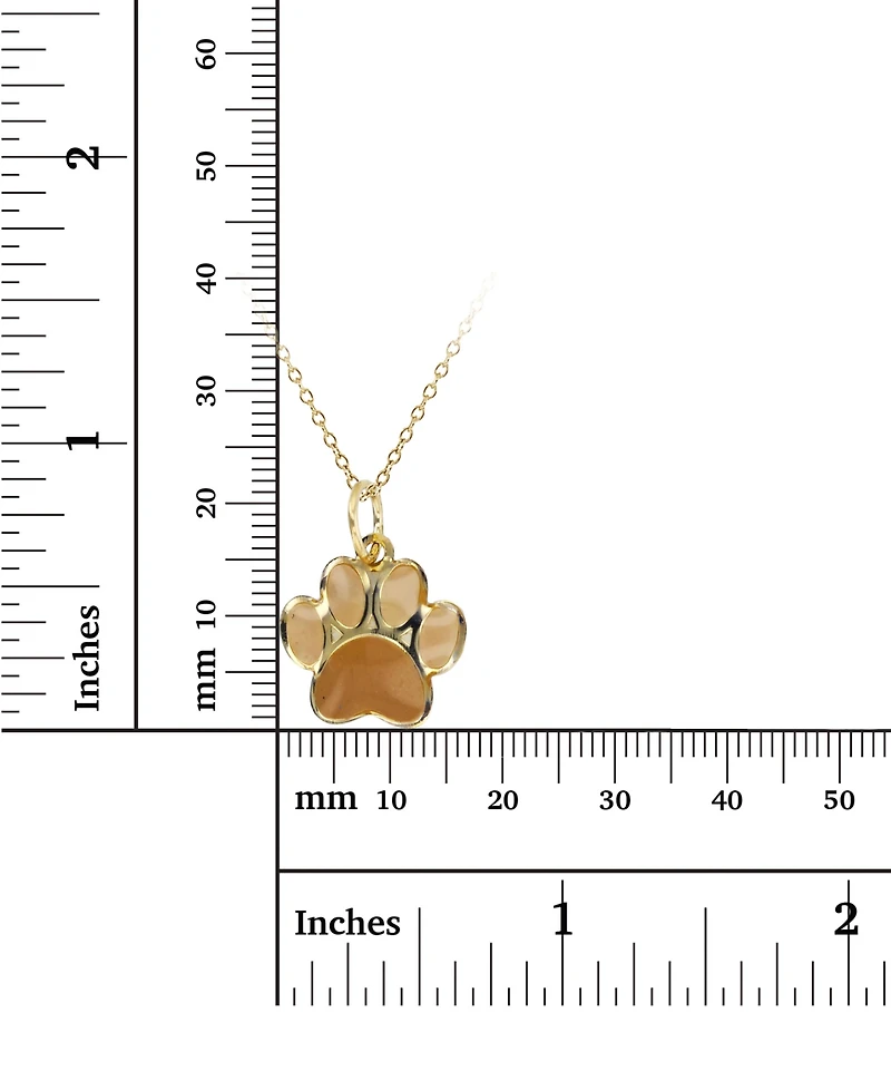 Enamel Paw 18" Pendant Necklace in 14k Gold