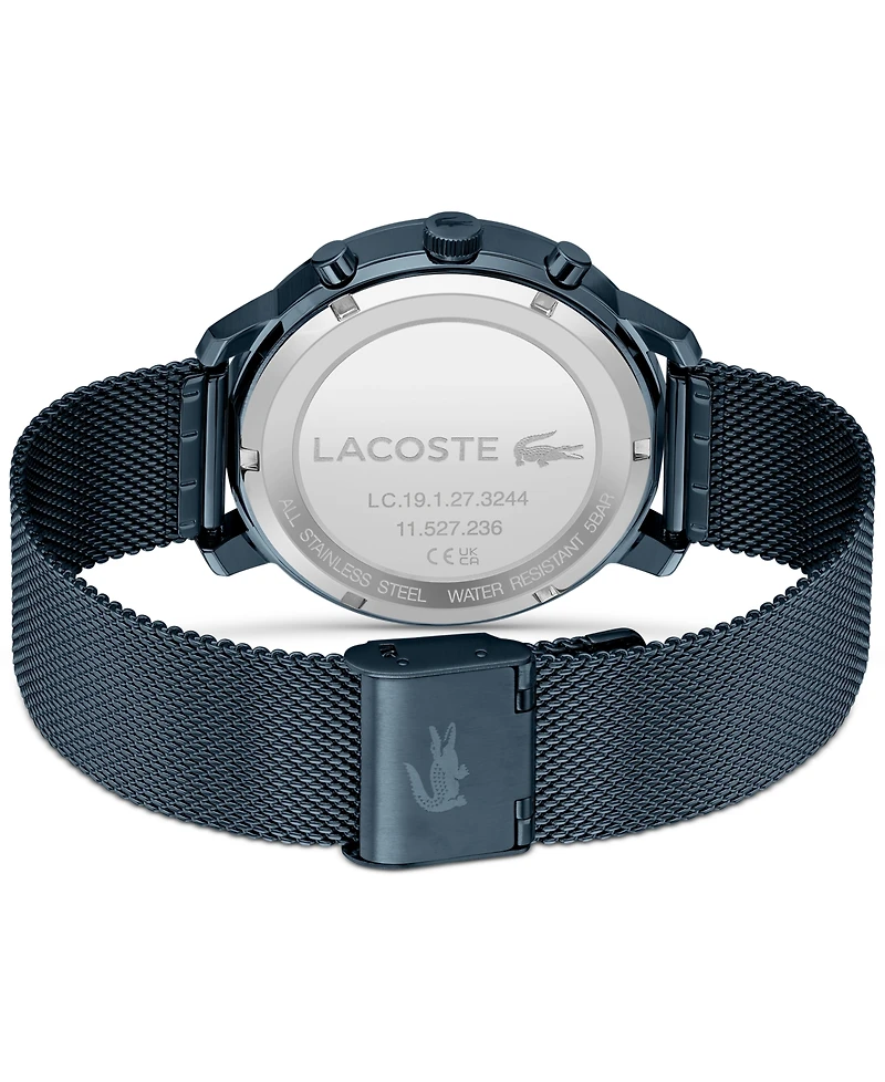 Lacoste Men's Replay Blue-Tone Stainless Steel Mesh Bracelet Watch 44mm