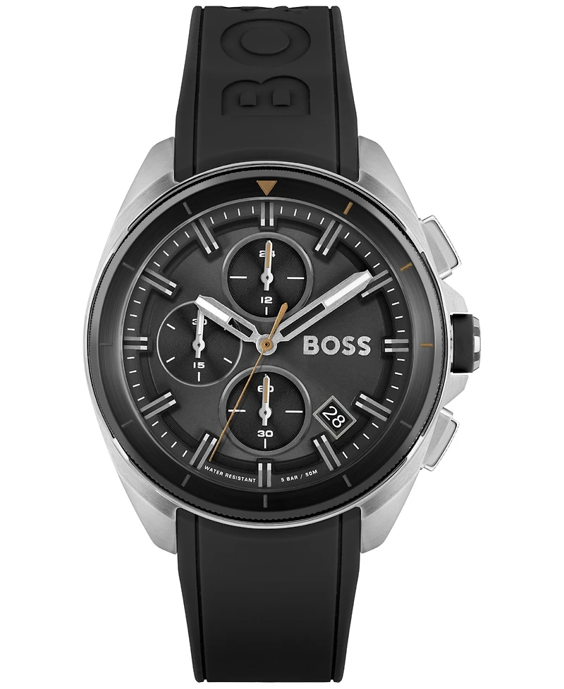 Hugo Boss Men's Volane Chronograph Black Silicone Strap Watch 44mm