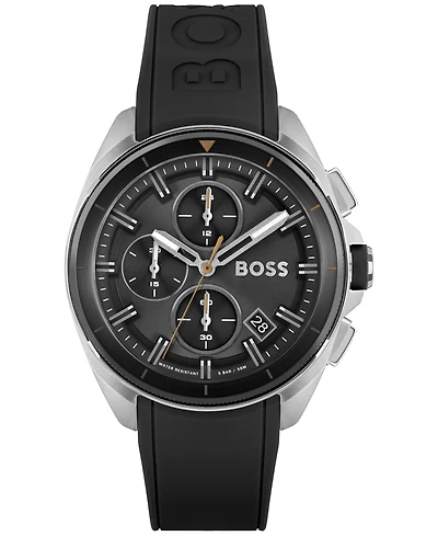 Hugo Boss Men's Volane Chronograph Black Silicone Strap Watch 44mm