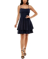 Emerald Sundae Juniors' Ruched Tiered Fit & Flare Dress