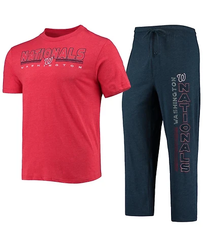 Men's Concepts Sport Navy, Red Washington Nationals Meter T-shirt and Pants Sleep Set
