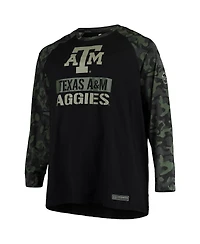 Men's Colosseum Black, Camo Texas A&M Aggies Oht Military-Inspired Appreciation Big and Tall Raglan Long Sleeve T-shirt