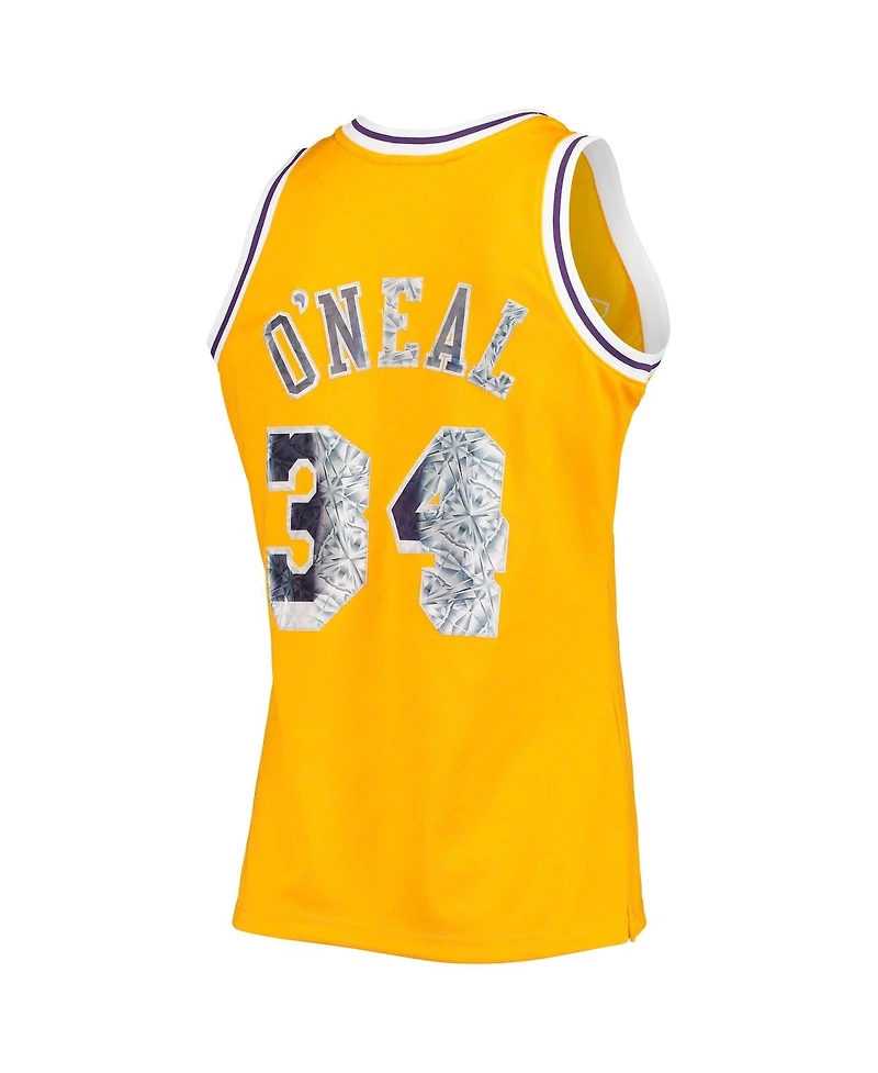Men's Mitchell & Ness Shaquille O'Neal Gold-Tone Los Angeles Lakers 1996-97 Hardwood Classics 75th Anniversary Diamond Swingman Jersey