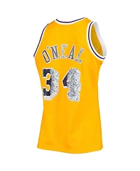 Men's Mitchell & Ness Shaquille O'Neal Gold-Tone Los Angeles Lakers 1996-97 Hardwood Classics 75th Anniversary Diamond Swingman Jersey