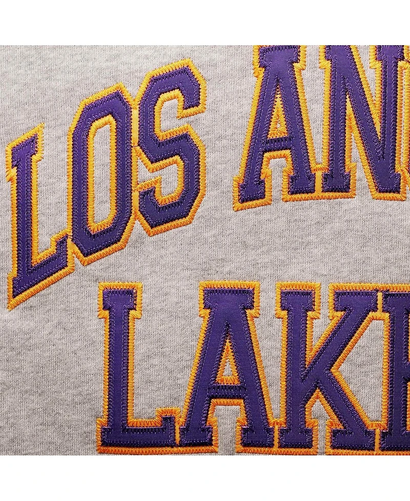 Men's Mitchell & Ness Shaquille O'Neal Heather Gray Los Angeles Lakers Big and Tall Name Number Pullover Hoodie