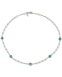 Swiss Blue Topaz Paperclip Link 18" Statement Necklace (4 ct. t.w.) Sterling Silver (Also Amethyst & Citrine)