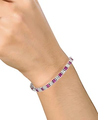 Lab-Grown Ruby (4-3/8 ct. t.w.) & Lab-Grown White Sapphire (3-1/3 ct. t.w.) Tennis Bracelet in Sterling Silver (Also in Lab-Grown Blue Sapphire)