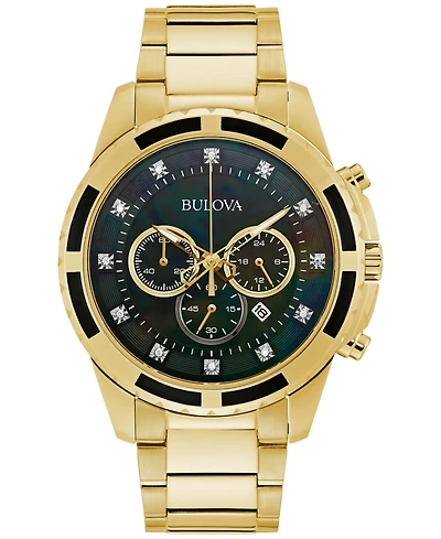 Bulova Men's Chronograph Diamond (1/20 ct. t.w.) Gold-Tone Stainless Steel Bracelet Watch 44mm