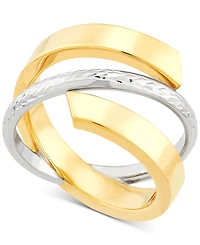 Crisscross Open Style Statement Ring 10k Two-Tone Gold
