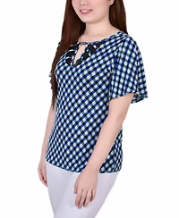 Ny Collection Petite Mesh Flutter Sleeve Knit Top