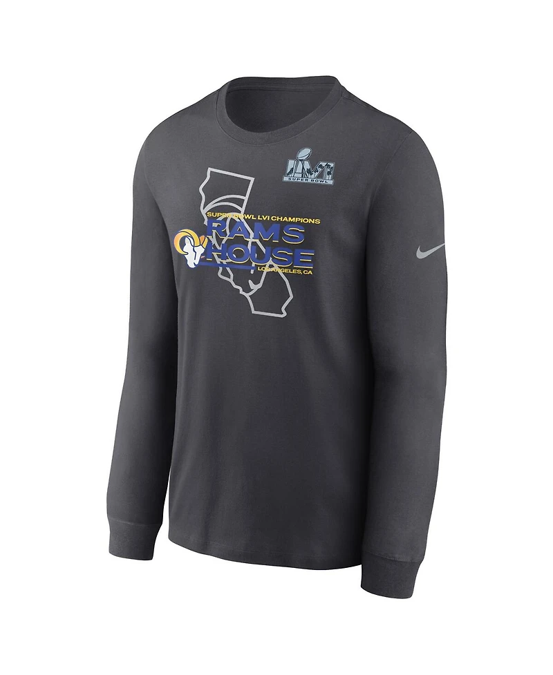 Men's Nike Anthracite Los Angeles Rams Super Bowl Lvi Champions Hometown Long Sleeve T-shirt