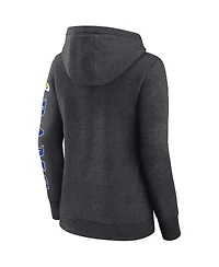 Women's Fanatics Heather Charcoal Los Angeles Rams Super Bowl Lvi Champions Retro Pullover Hoodie