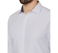 Calabrum Men's Regular Fit Dot Print Wrinkle Free Performance Dress Shirt