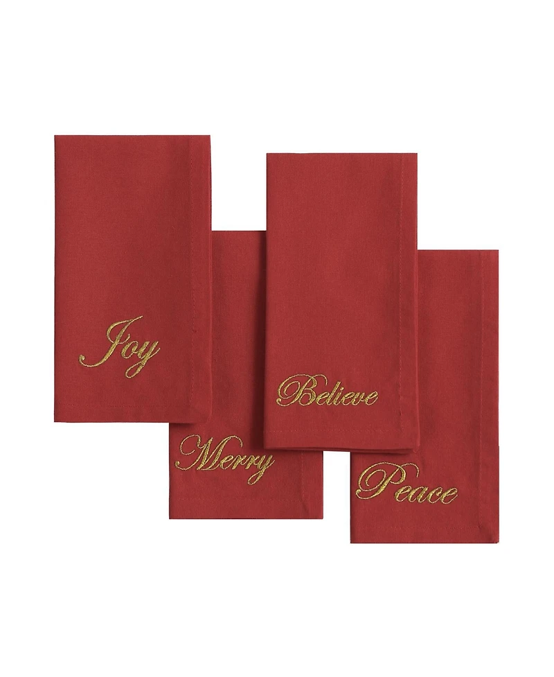 Elrene Holiday Sentiments Napkins, Set of 4