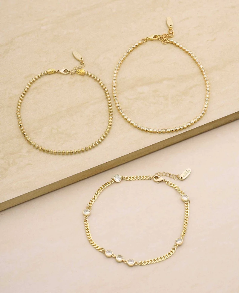 Ettika Dainty 18K Gold Plated Chain Anklet Set