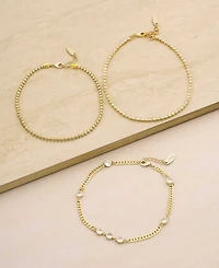 Ettika Dainty 18K Gold Plated Chain Anklet Set