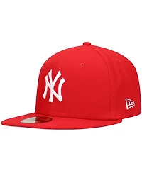 Men's New Era Red York Yankees Logo White 59FIFTY Fitted Hat