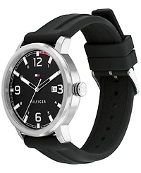Tommy Hilfiger Men's Black Silicone Strap Watch 46mm, Created for Macy's