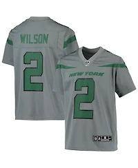 Big Boys Nike Zach Wilson Gray New York Jets Inverted Team Game Jersey