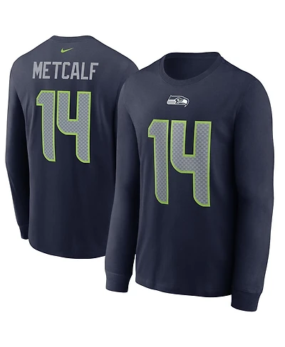 Men's Nike Dk Metcalf Navy Seattle Seahawks Player Name Number Long Sleeve T-shirt