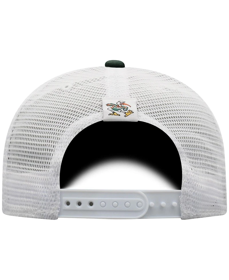 Men's Top of the World Green, White Miami Hurricanes Trucker Snapback Hat