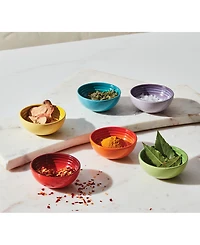 Le Creuset Set of Six Stoneware Multi Color Pinch Bowls