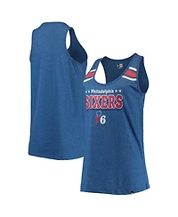 Women's New Era Heathered Royal Philadelphia 76ers Scoop-Neck Racerback Tank Top
