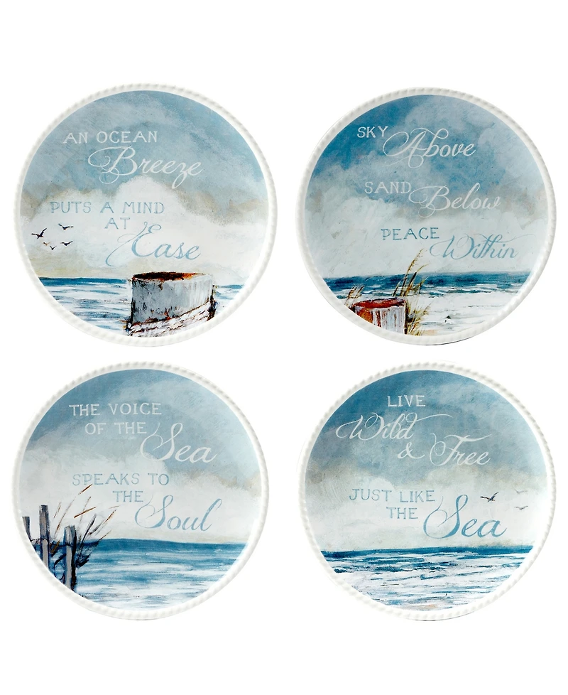 Certified International Shorebirds Canape Plates, Set of 4