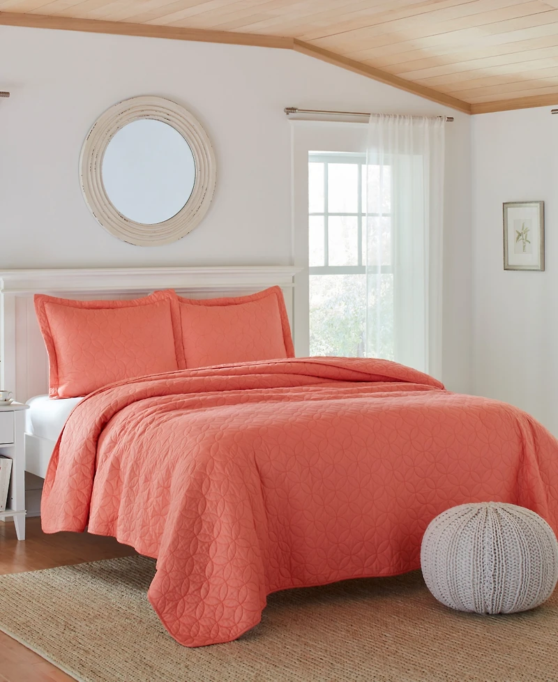 Laura Ashley Solid Cotton Reversible 3-Pc. Quilt Set, King