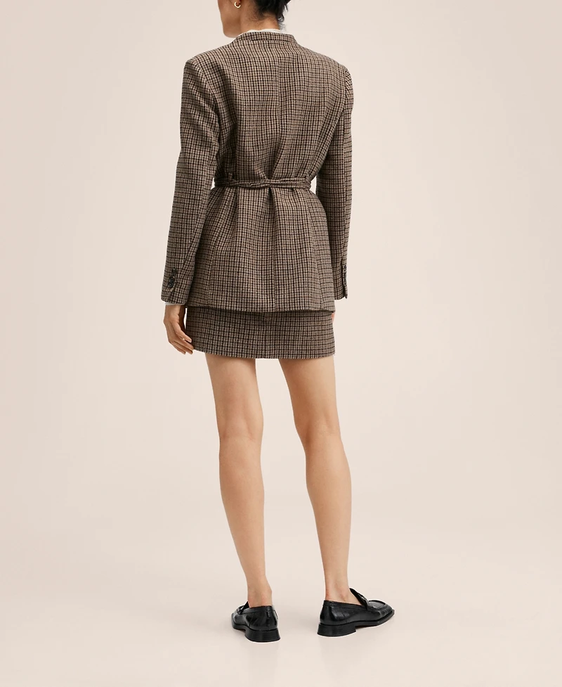 Mango Women's Belt Check Blazer