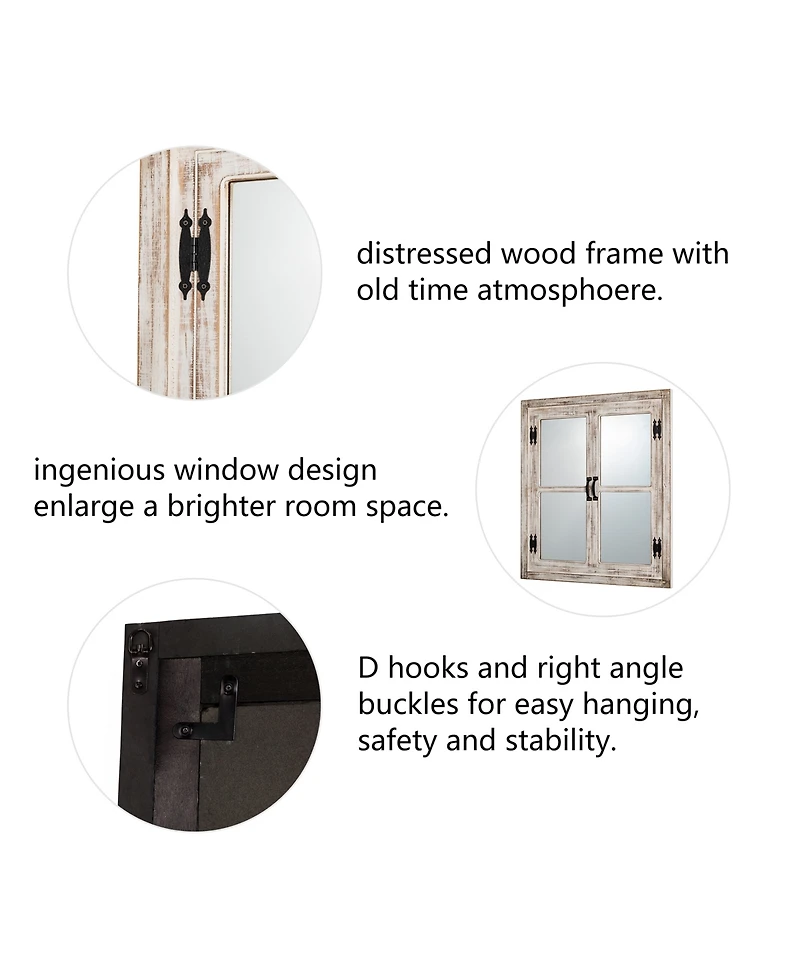 Glitzhome Oversized Farmhouse Wood Window Frame Wall Mirror