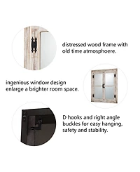 Glitzhome Oversized Farmhouse Wood Window Frame Wall Mirror