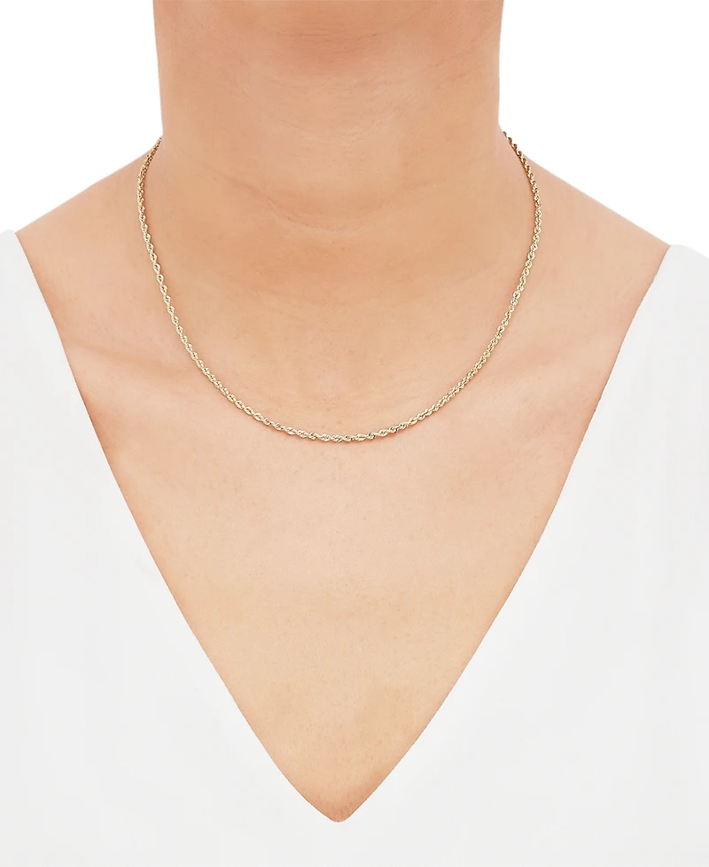 Glitter Rope Link 16" Chain Necklace (2mm) in 10k Gold