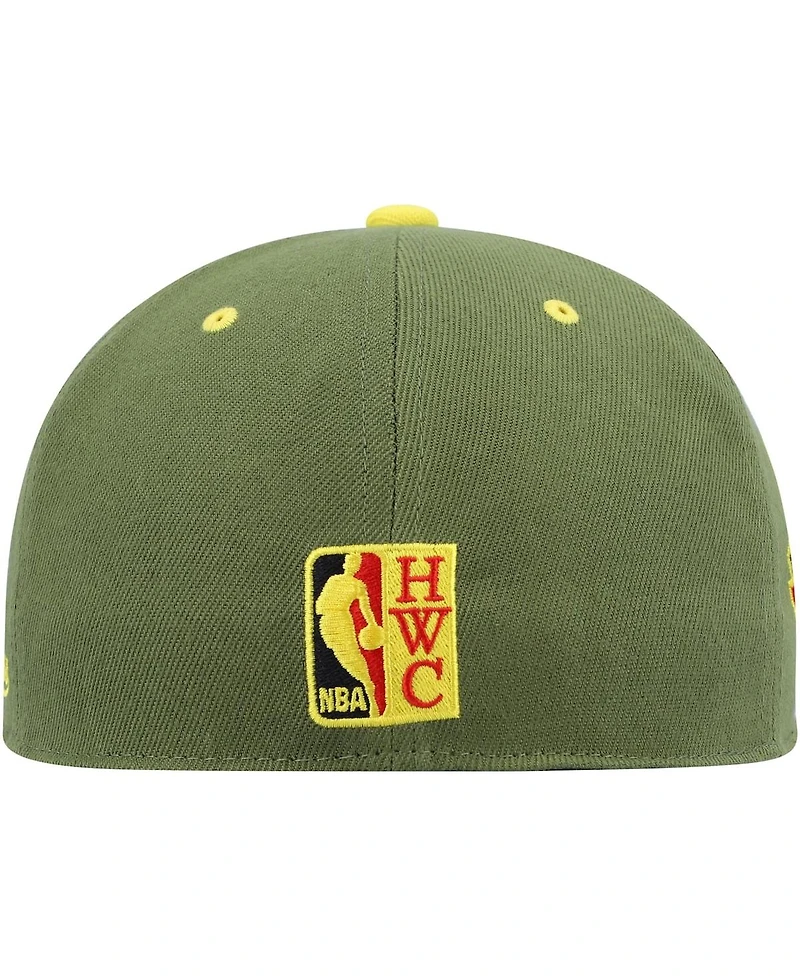 Men's Mitchell & Ness x Lids Olive New Jersey Nets Dusty Nba Draft Hardwood Classics Fitted Hat