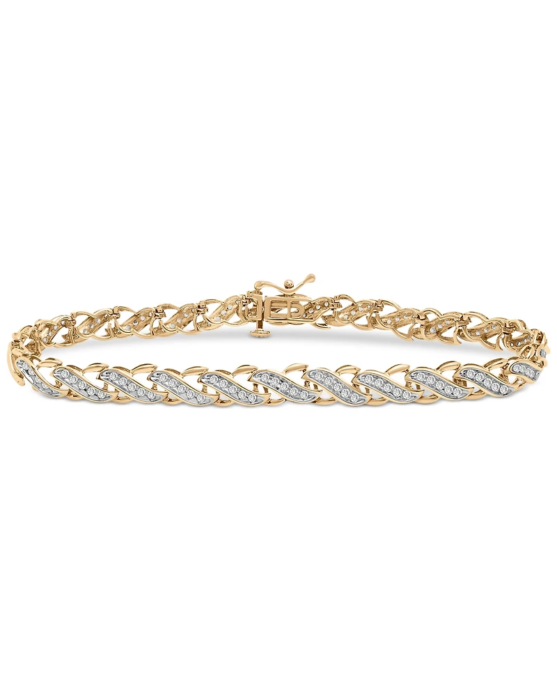 Wrapped in Love Diamond Diagonal Link Bracelet (1 ct. t.w.) in 10k Gold, Created for Macy's